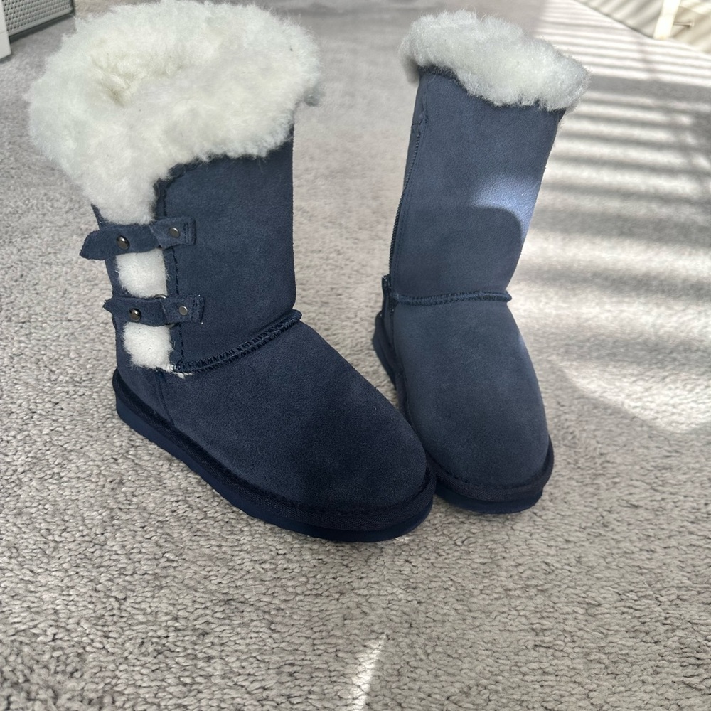 BEARPAW Blue Toddler Girls Camila Winter Boots Size 10 with Faux Fur Lining
